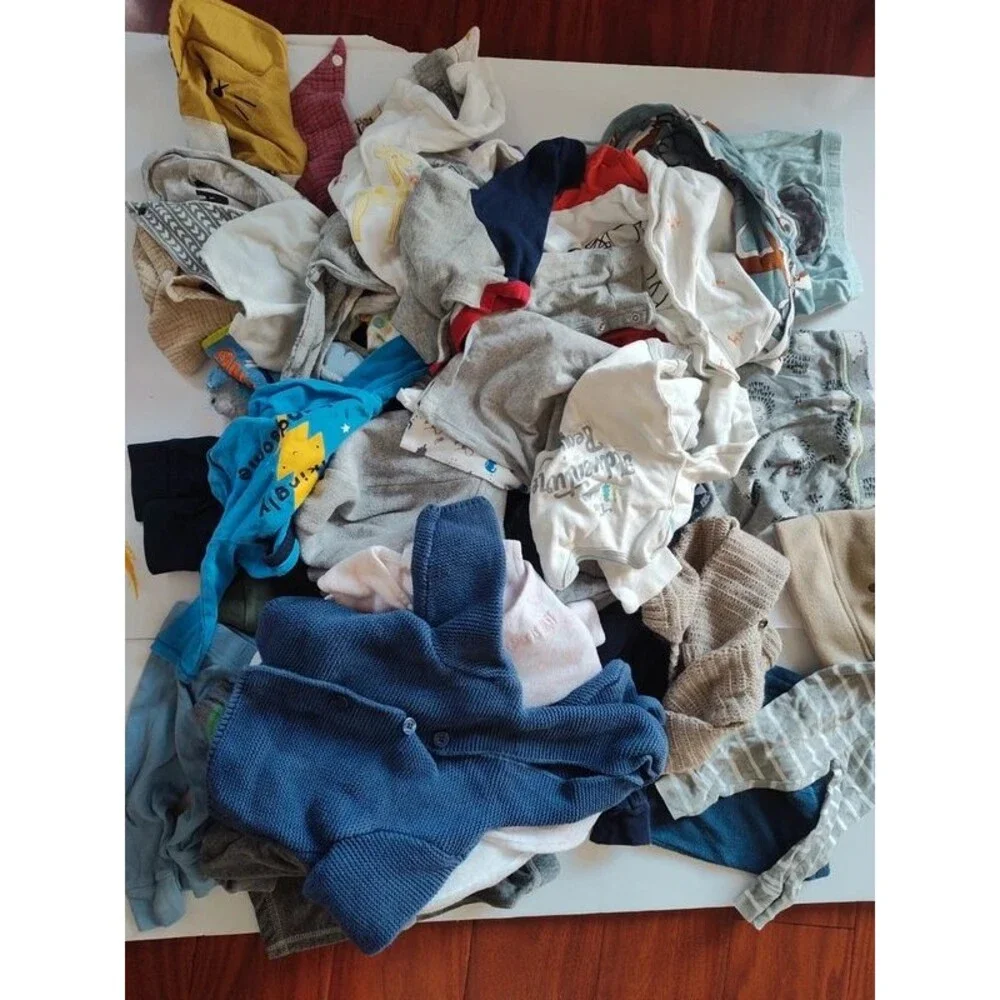 55pcs clothes lot bundle boy 3-9m assortment clothes clothing hoodies pants pj